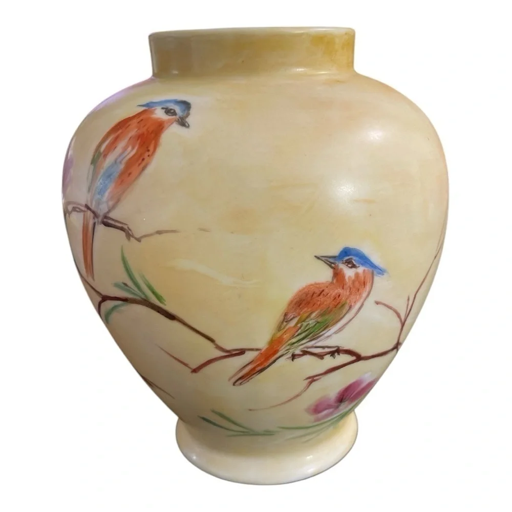 Hand-Painted Heinrich Bird & Floral Porcelain Vase Signed E.C. Carpaccio 6